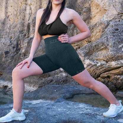 Scrunch Butt Lifting Seamless Shorts for Women High Waist Tummy Control Workout Biker Shorts Ruched Booty Lifting Leggings