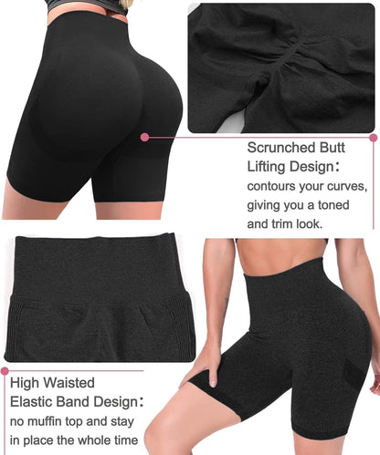 Women Seamless Biker Yoga Shorts Workout High Waist Spandex Gym Shorts Butt Lifting Booty Leggings Hot Pants