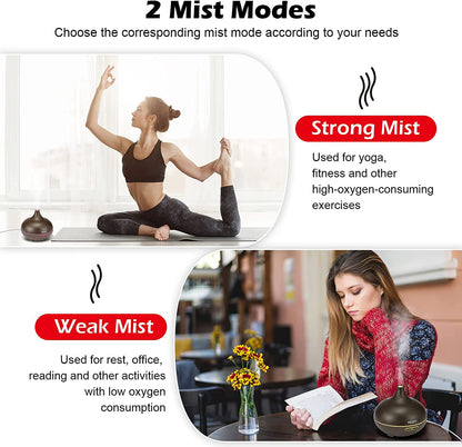 Diffusers for Essential Oils, 550Ml Aroma Diffuser Ultrasonic Essential Oil Diffuser Cool Mist Humidifier with 4 Timer & 15 Colors Light, Auto Power-Off Air Diffusers for Home Office