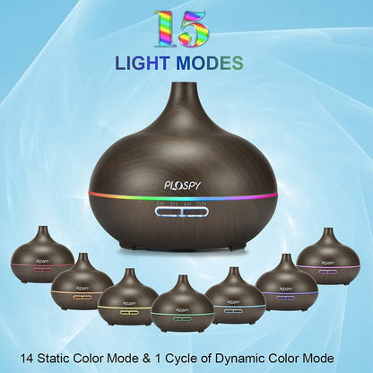 Diffusers for Essential Oils, 550Ml Aroma Diffuser Ultrasonic Essential Oil Diffuser Cool Mist Humidifier with 4 Timer & 15 Colors Light, Auto Power-Off Air Diffusers for Home Office