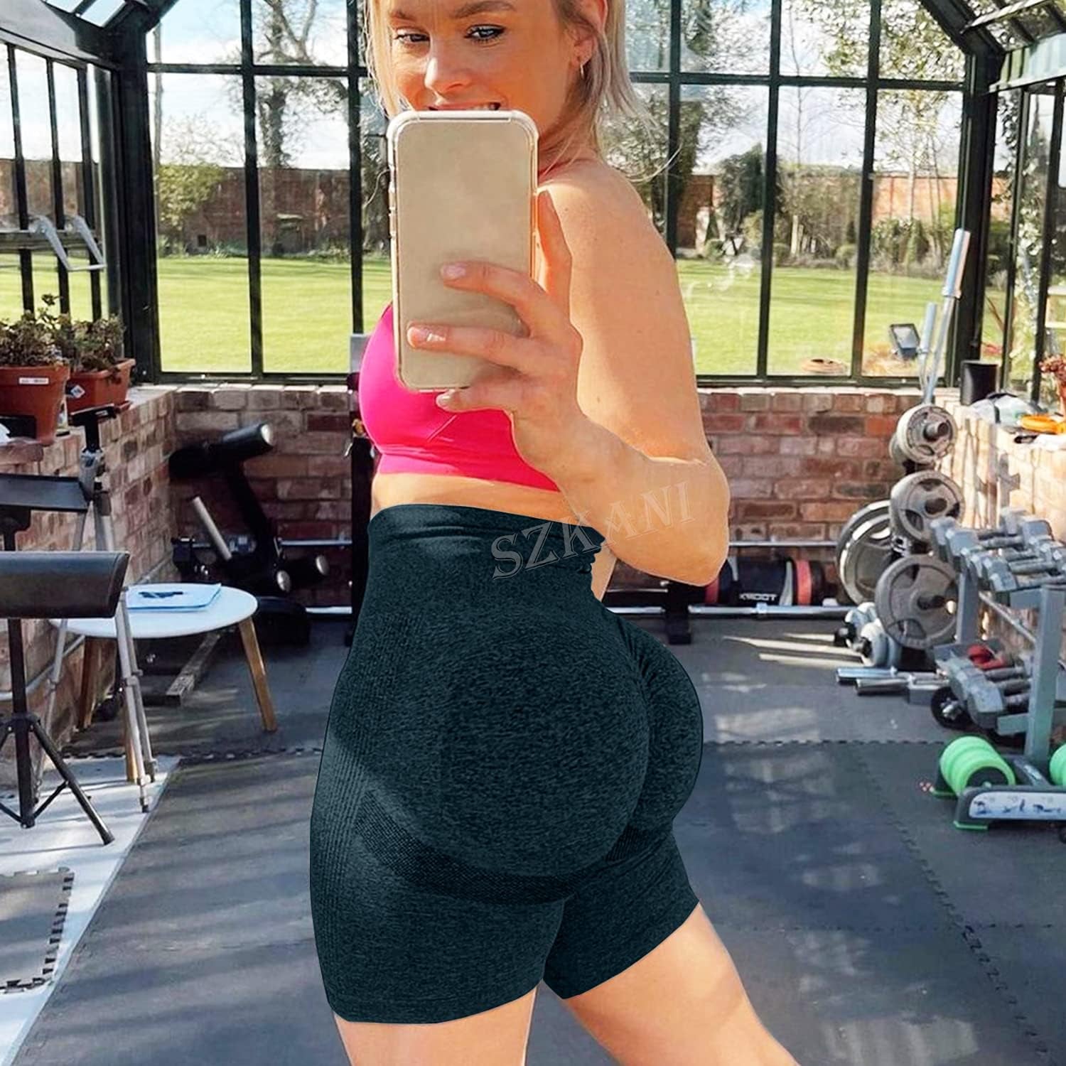 Scrunch Butt Lifting Seamless Shorts for Women High Waist Tummy Control Workout Biker Shorts Ruched Booty Lifting Leggings