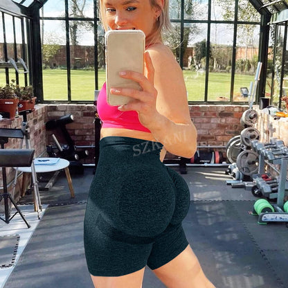 Scrunch Butt Lifting Seamless Shorts for Women High Waist Tummy Control Workout Biker Shorts Ruched Booty Lifting Leggings